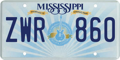MS license plate ZWR860