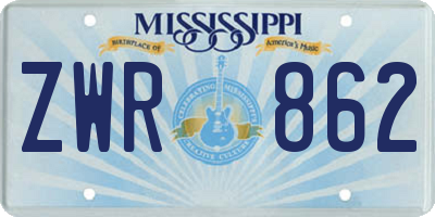 MS license plate ZWR862