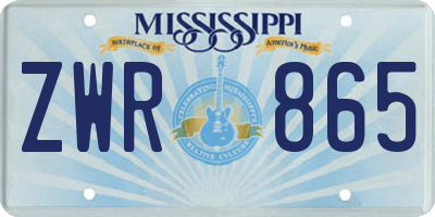 MS license plate ZWR865