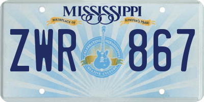 MS license plate ZWR867