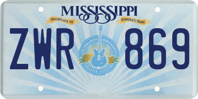 MS license plate ZWR869
