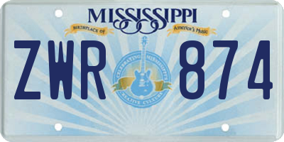 MS license plate ZWR874