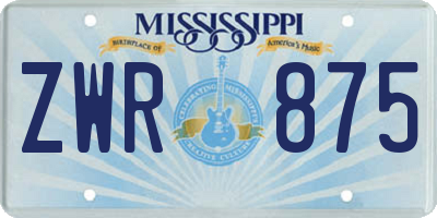 MS license plate ZWR875