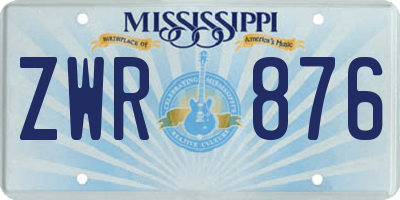 MS license plate ZWR876