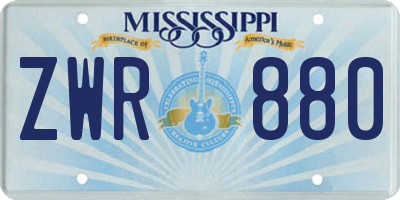 MS license plate ZWR880