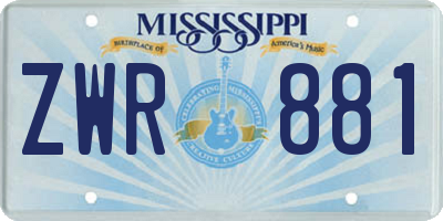 MS license plate ZWR881