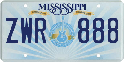 MS license plate ZWR888