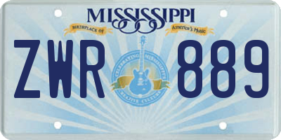 MS license plate ZWR889