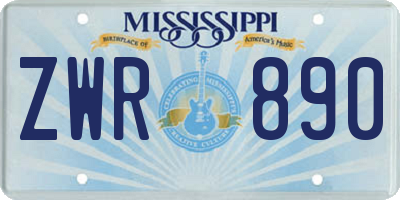 MS license plate ZWR890