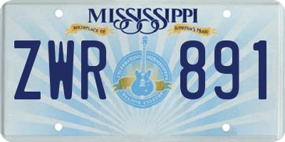 MS license plate ZWR891