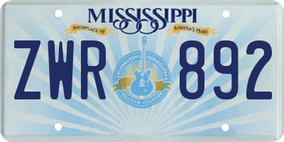 MS license plate ZWR892