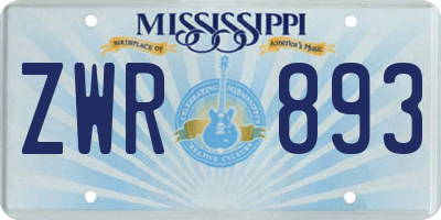 MS license plate ZWR893