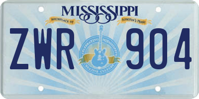 MS license plate ZWR904