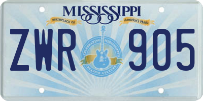 MS license plate ZWR905