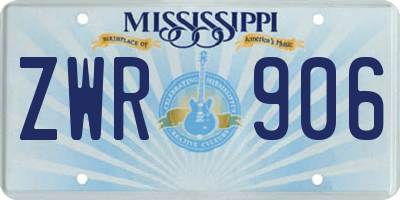 MS license plate ZWR906