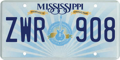 MS license plate ZWR908