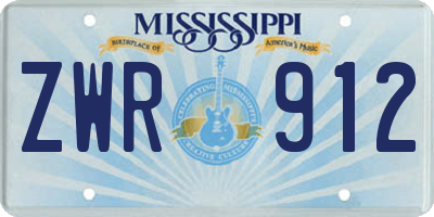 MS license plate ZWR912