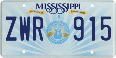 MS license plate ZWR915