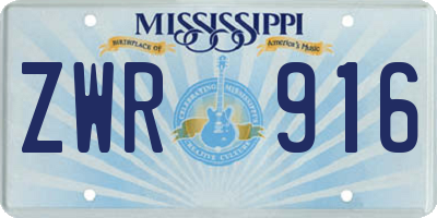 MS license plate ZWR916