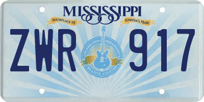 MS license plate ZWR917