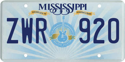 MS license plate ZWR920