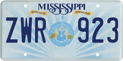 MS license plate ZWR923