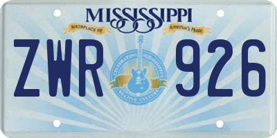 MS license plate ZWR926