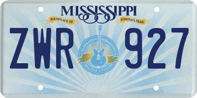 MS license plate ZWR927