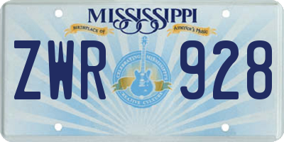 MS license plate ZWR928