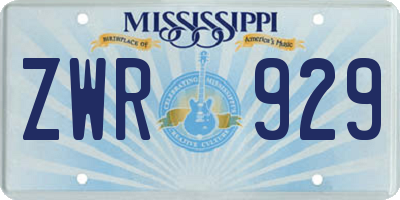 MS license plate ZWR929