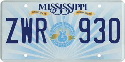 MS license plate ZWR930
