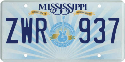 MS license plate ZWR937