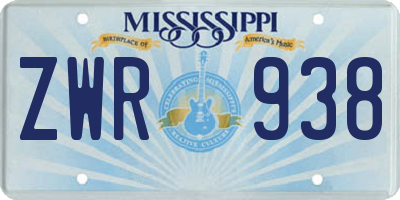MS license plate ZWR938