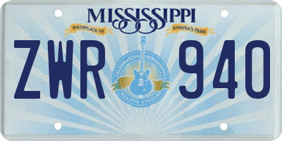 MS license plate ZWR940