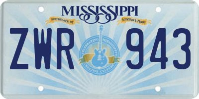 MS license plate ZWR943