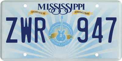 MS license plate ZWR947