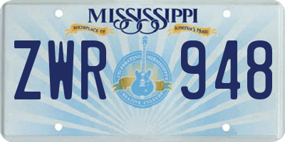 MS license plate ZWR948