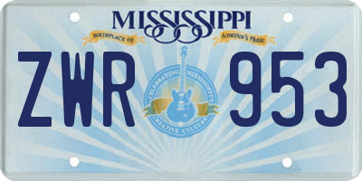 MS license plate ZWR953