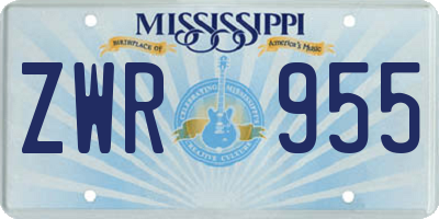 MS license plate ZWR955