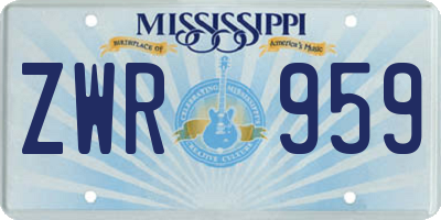 MS license plate ZWR959