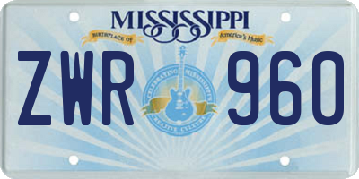 MS license plate ZWR960