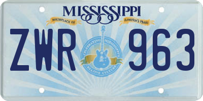 MS license plate ZWR963