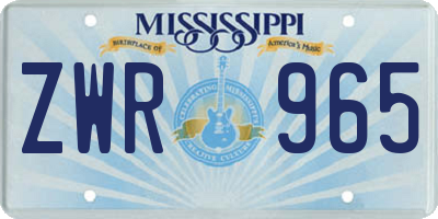 MS license plate ZWR965