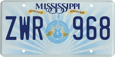 MS license plate ZWR968