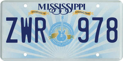 MS license plate ZWR978