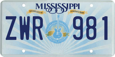 MS license plate ZWR981
