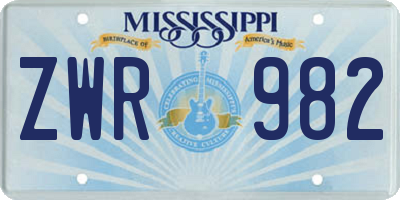 MS license plate ZWR982