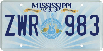 MS license plate ZWR983