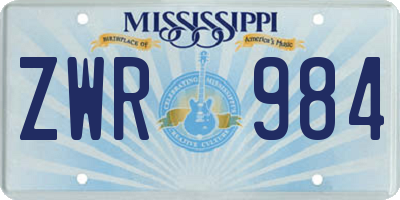 MS license plate ZWR984