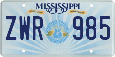 MS license plate ZWR985